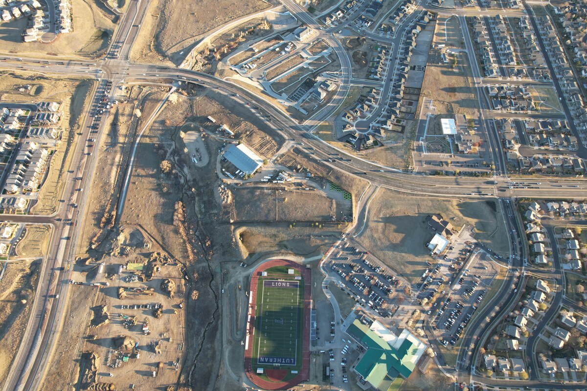Aerial 3D model of the land at Mainstreet and Chambers